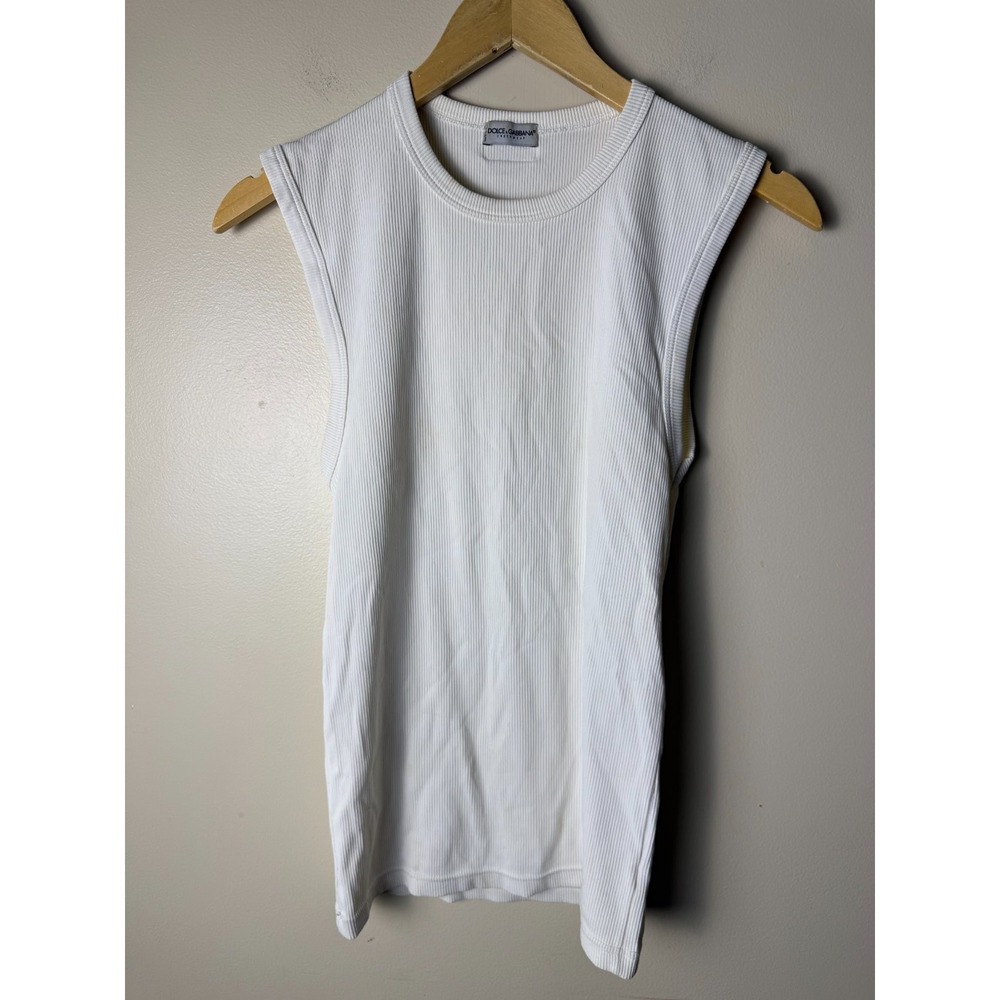 Dolce & Gabbana White Ribbed Tank Top Adult Size XS Designer Sleepwear